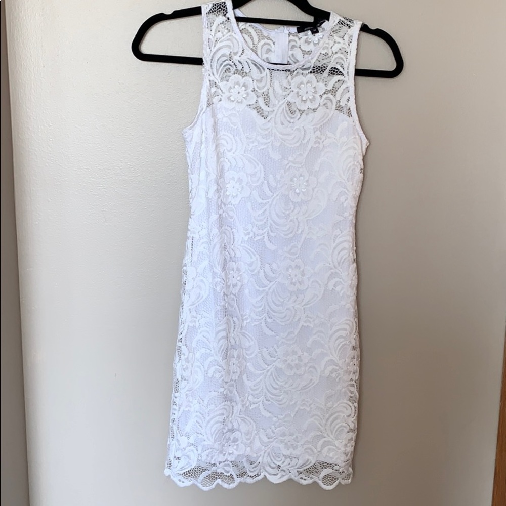 White lace mini dress